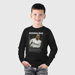 Лонгслив хлопковый детский Роналдо зубастик, цвет: черный — фото 2