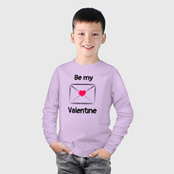 Лонгслив хлопковый детский Be my valentine - валентинка, цвет: лаванда — фото 2