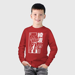 Лонгслив хлопковый детский Аянами рей из аниме евангелион, цвет: красный — фото 2