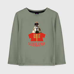 Лонгслив хлопковый детский Капибара в русском стиле барина, цвет: авокадо