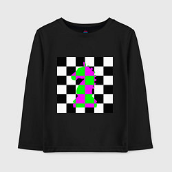 Лонгслив хлопковый детский Конь шахматный, цвет: черный