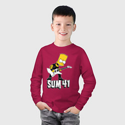 Лонгслив хлопковый детский Sum41 Барт Симпсон рокер, цвет: маджента — фото 2