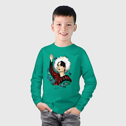 Лонгслив хлопковый детский Хан Джисон айдол, цвет: зеленый — фото 2