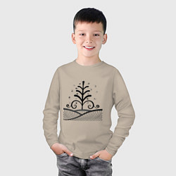 Лонгслив хлопковый детский Силуэт дерева, цвет: миндальный — фото 2