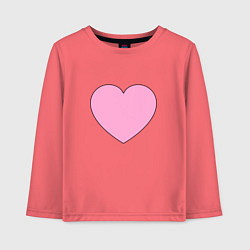 Лонгслив хлопковый детский Большое розовое сердечко, цвет: коралловый