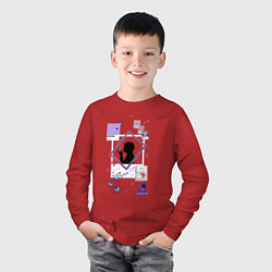 Лонгслив хлопковый детский BTS Тэхен, цвет: красный — фото 2
