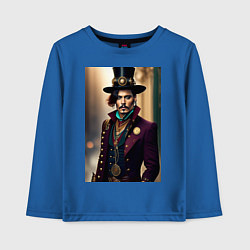 Лонгслив хлопковый детский Johnny Depp steampunk style, цвет: синий