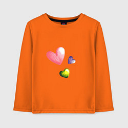 Лонгслив хлопковый детский Акварельные сердечки, цвет: оранжевый