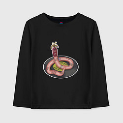 Лонгслив хлопковый детский Old school worm, цвет: черный