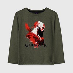 Лонгслив хлопковый детский Кратос, арт, цвет: меланж-хаки