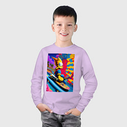 Лонгслив хлопковый детский Барт Симпсон скейтбордист - нейросеть, цвет: лаванда — фото 2