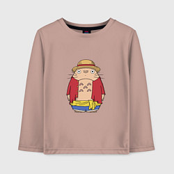 Лонгслив хлопковый детский Totoro Luffy, цвет: пыльно-розовый