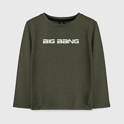 Лонгслив хлопковый детский Big bang белый логотип, цвет: меланж-хаки