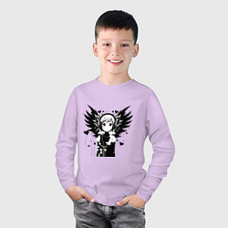 Лонгслив хлопковый детский Cute anime cupid angel girl wearing headphones, цвет: лаванда — фото 2