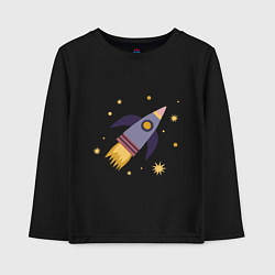 Лонгслив хлопковый детский Космическая ракета и звезды, цвет: черный