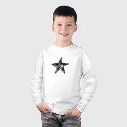 Лонгслив хлопковый детский Черная звезда, цвет: белый — фото 2