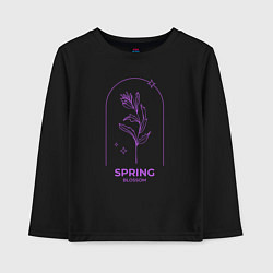 Лонгслив хлопковый детский Spring Blossom Весеннее Цветение, цвет: черный