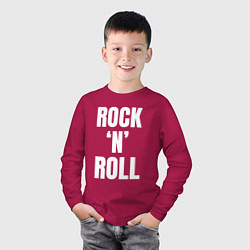 Лонгслив хлопковый детский Rocknroll белая большая надпись, цвет: маджента — фото 2