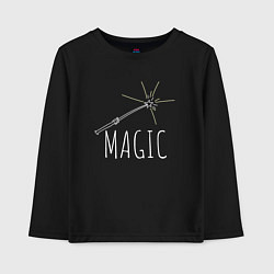 Лонгслив хлопковый детский Magic надпись и волшебная палка, цвет: черный