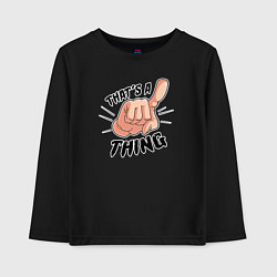 Лонгслив хлопковый детский Thing, цвет: черный