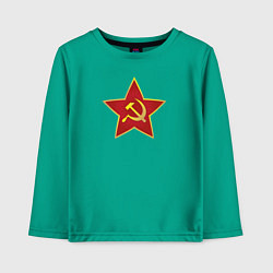Лонгслив хлопковый детский СССР звезда, цвет: зеленый