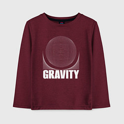 Лонгслив хлопковый детский Gravity надпись и шар, цвет: меланж-бордовый