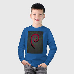 Лонгслив хлопковый детский Debian Linux, цвет: синий — фото 2