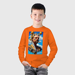 Лонгслив хлопковый детский Владимир Ленин - стимпанк - сюрреализм, цвет: оранжевый — фото 2