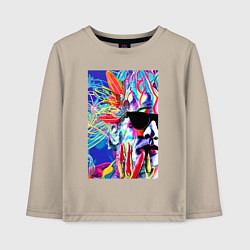Лонгслив хлопковый детский Andy Warhol - celebrity - pop art, цвет: миндальный