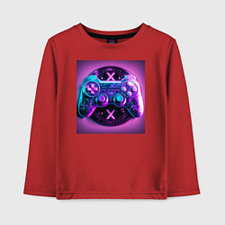 Лонгслив хлопковый детский Неоновый джойстик, цвет: красный
