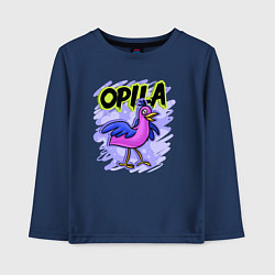 Лонгслив хлопковый детский Opila Bird, цвет: тёмно-синий