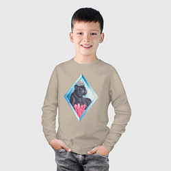 Лонгслив хлопковый детский Черная пантера и кристаллы, цвет: миндальный — фото 2