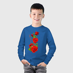 Лонгслив хлопковый детский Прекрасная Слава - букет из роз, цвет: синий — фото 2