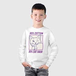 Лонгслив хлопковый детский 80 percent cotton 20 percent cat hair, цвет: белый — фото 2