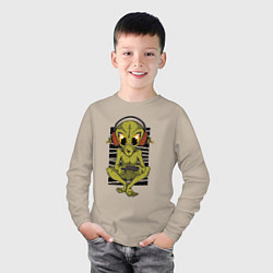 Лонгслив хлопковый детский Инопланетянин геймер, цвет: миндальный — фото 2