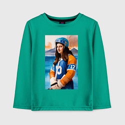 Лонгслив хлопковый детский Мона Лиза - крайний нападающий, цвет: зеленый