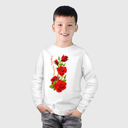 Лонгслив хлопковый детский Прекрасная Ярослава - букет из роз, цвет: белый — фото 2