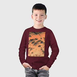 Лонгслив хлопковый детский Закат и черные облака, цвет: меланж-бордовый — фото 2