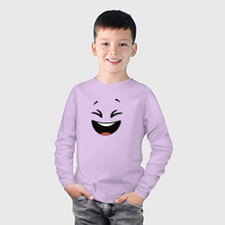 Лонгслив хлопковый детский Смайлик смех, цвет: лаванда — фото 2