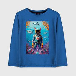 Лонгслив хлопковый детский Sharkman - neural netvork, цвет: синий