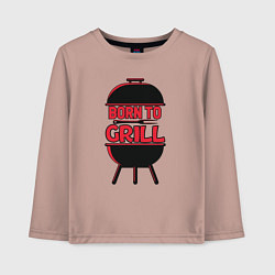 Лонгслив хлопковый детский Born to grill, цвет: пыльно-розовый