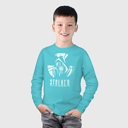 Лонгслив хлопковый детский STALKER противогаз, цвет: бирюзовый — фото 2