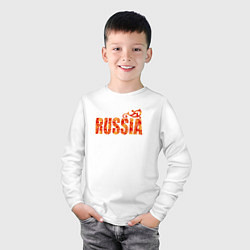 Лонгслив хлопковый детский Russia: в стиле хохлома, цвет: белый — фото 2