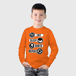 Лонгслив хлопковый детский Еда, сон, скейт, цвет: оранжевый — фото 2