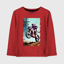 Лонгслив хлопковый детский Мотокросс - экстрим, цвет: красный