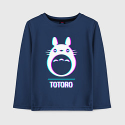 Лонгслив хлопковый детский Символ Totoro в стиле glitch, цвет: тёмно-синий