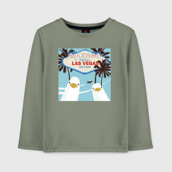 Лонгслив хлопковый детский Чайки на курорте, цвет: авокадо