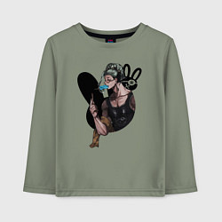 Лонгслив хлопковый детский Buddha with ice cream, цвет: авокадо