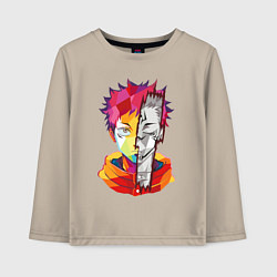 Лонгслив хлопковый детский Магическая битва Итадори Юдзи и Двуликий призрак, цвет: миндальный