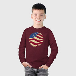 Лонгслив хлопковый детский Flag USA, цвет: меланж-бордовый — фото 2